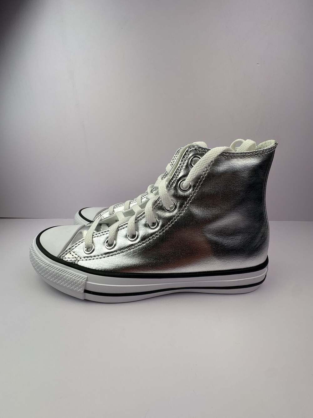 Converse Chuck Taylor All Star High Top Metallic Silver Size mens 5/wmns 7